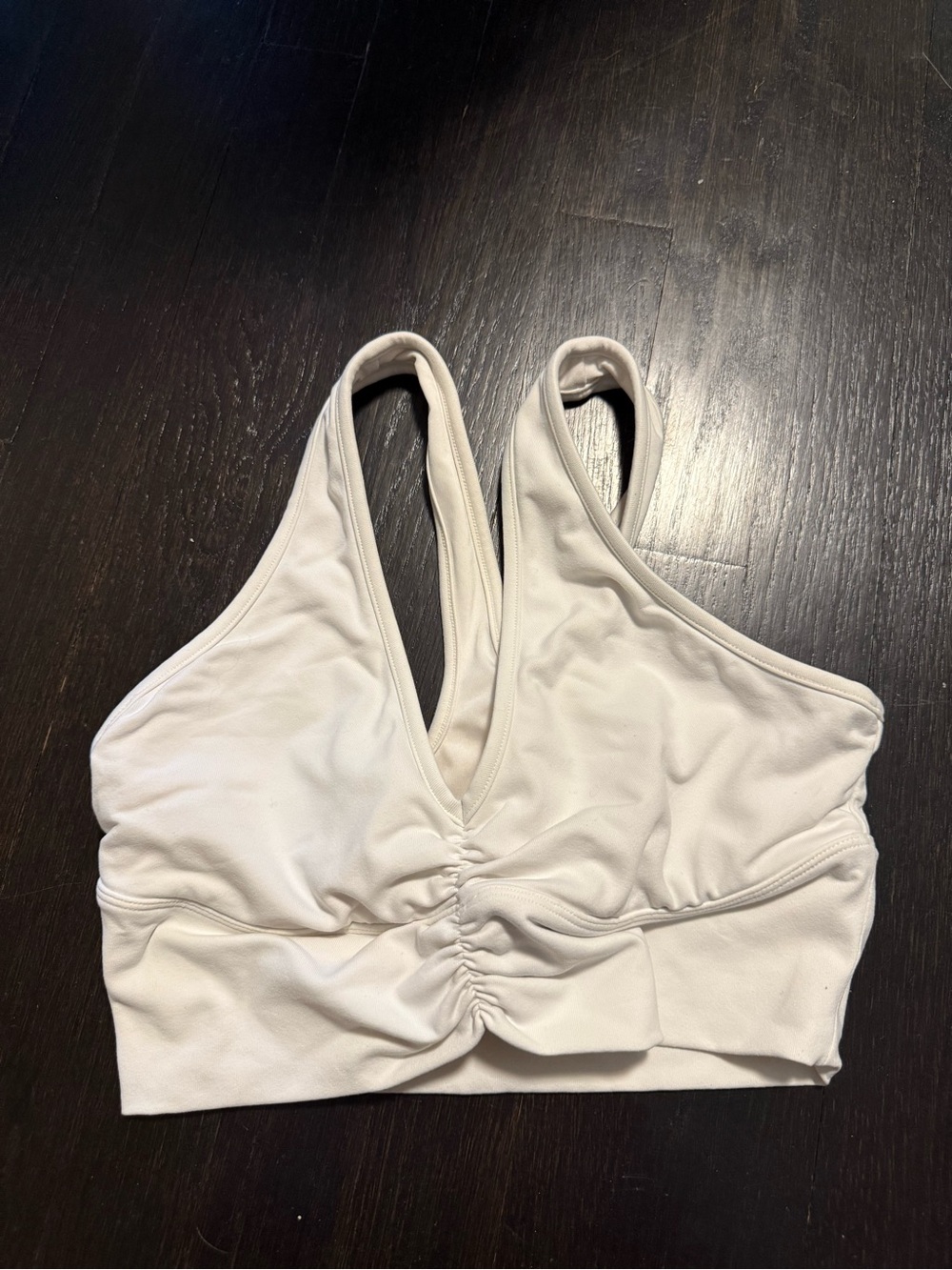 ALO Yoga Cream Ruched Front Sports Bralette